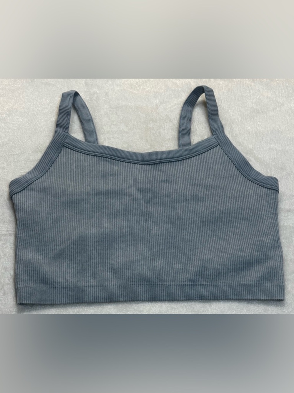 Yogalicious Stonewash‎ Rib Seamless Anette Smoky Blue Ribbed Crop Top Size XL